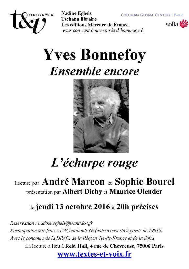 Ensemble encore. Hommage à Yves Bonnefoy