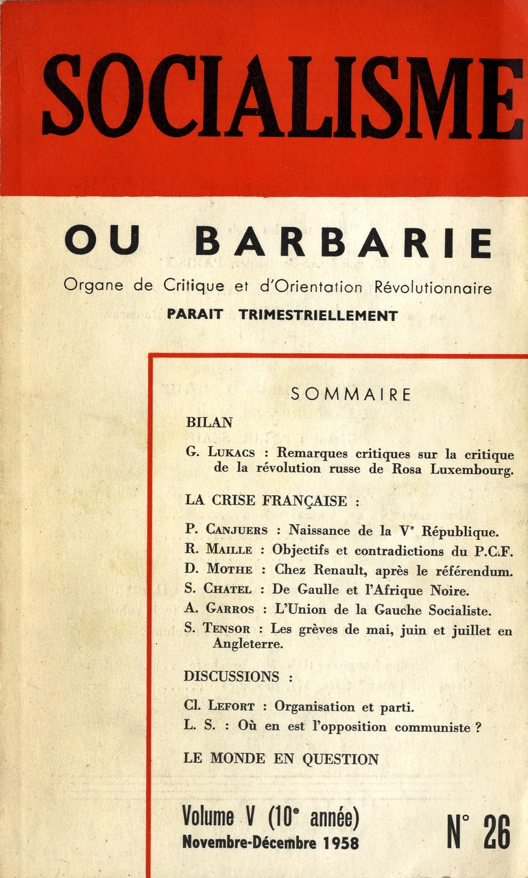 image for Socialisme ou barbarie / Daniel Mothé