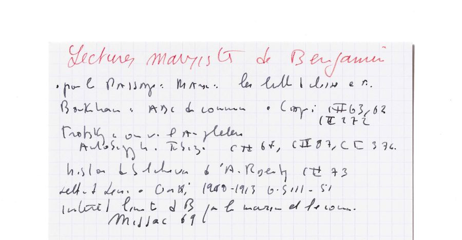 Lectures marxistes de W. Benjamin